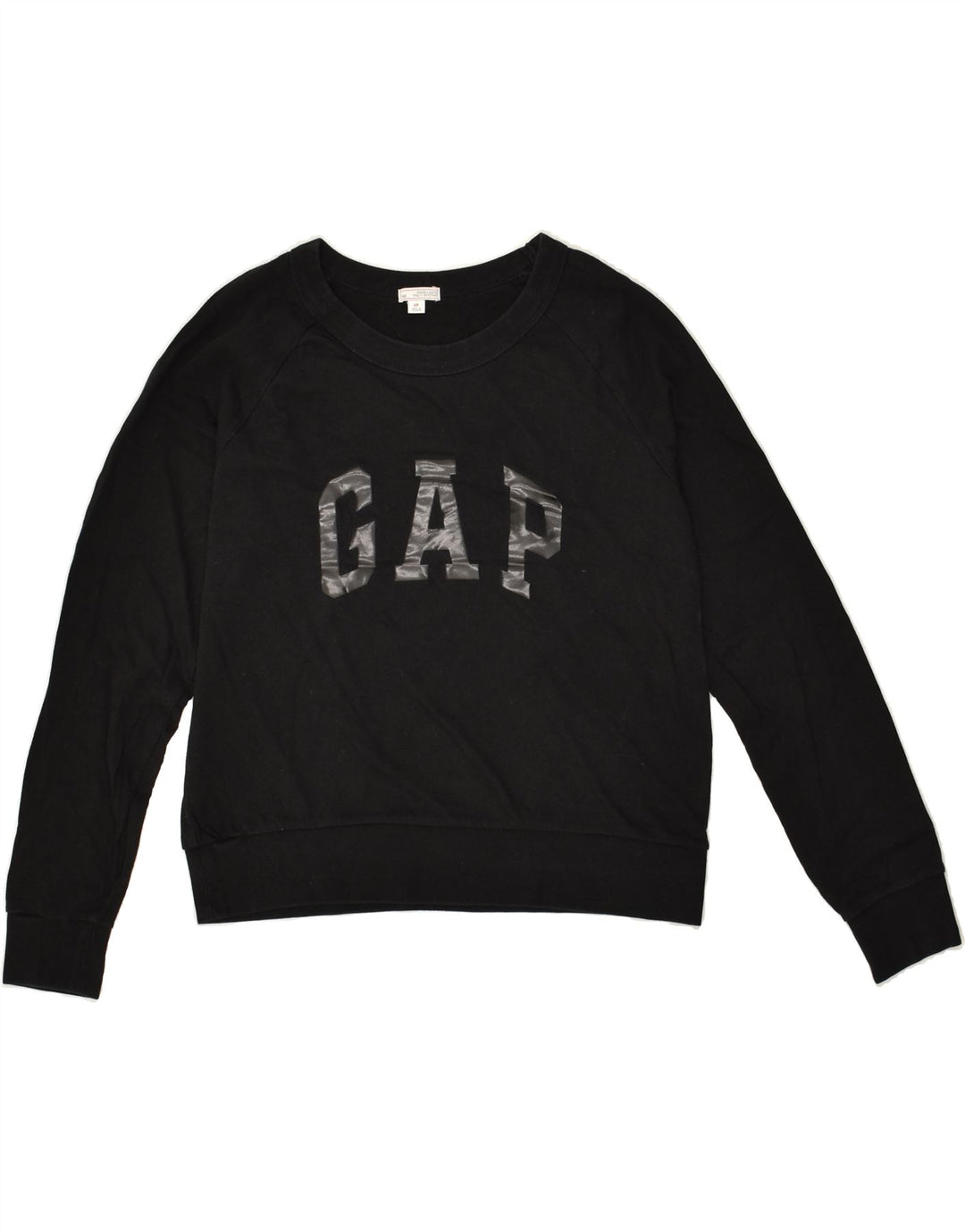 GAP Womens Graphic Sweatshirt Jumper UK 10 Small Black Cotton | Vintage Gap | Thrift | Second-Hand Gap | Used Clothing | Messina Hembry 