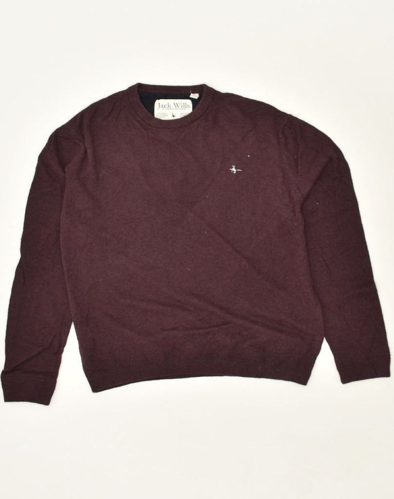 JACK WILLS Mens Crew Neck Jumper Sweater XL Burgundy | Vintage Jack Wills | Thrift | Second-Hand Jack Wills | Used Clothing | Messina Hembry 