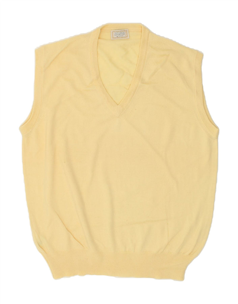 VINTAGE Mens Vest Tank Top IT 52 Large Yellow Wool | Vintage Vintage | Thrift | Second-Hand Vintage | Used Clothing | Messina Hembry 