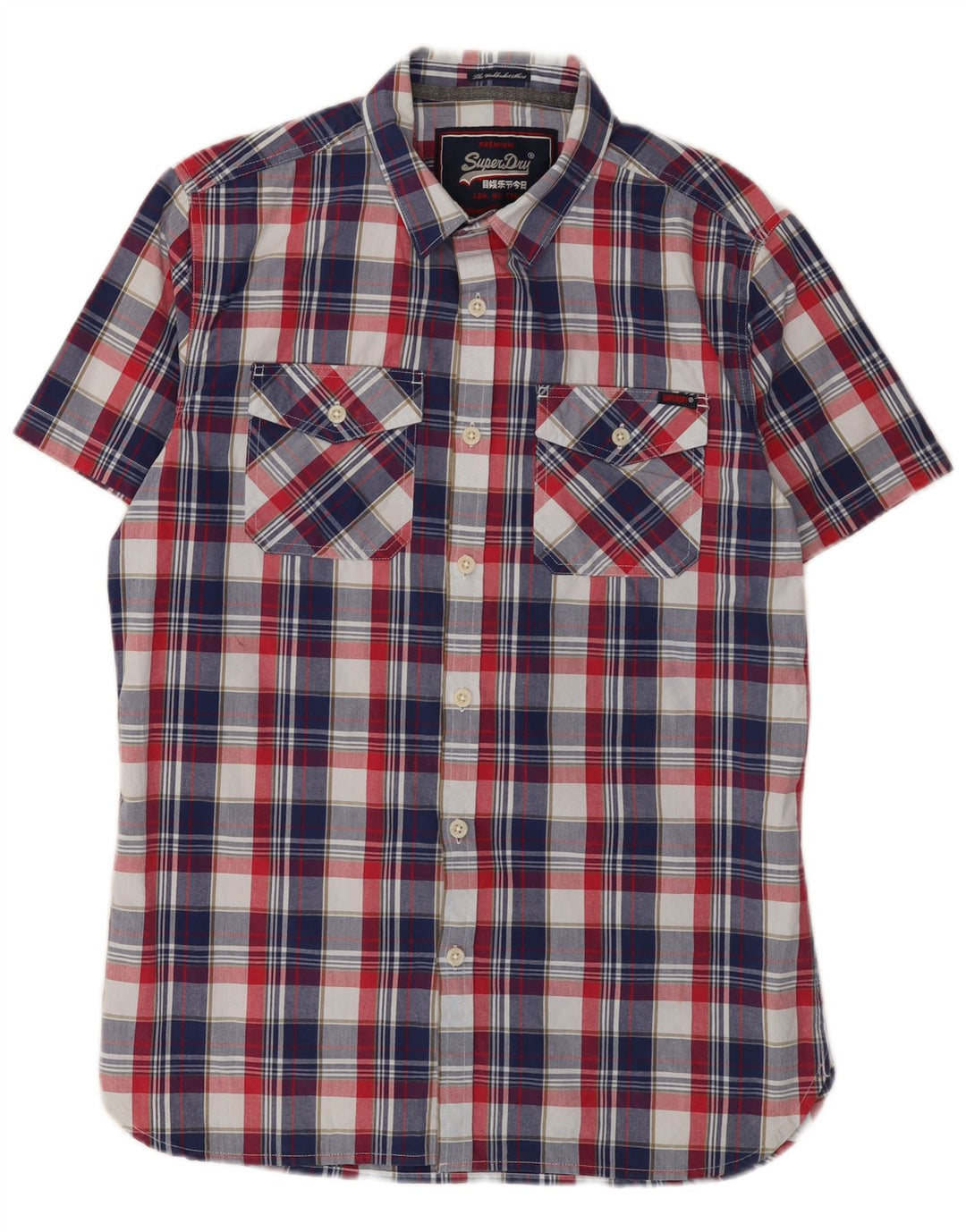 SUPERDRY Mens Short Sleeve Shirt Large Multicoloured Check Cotton