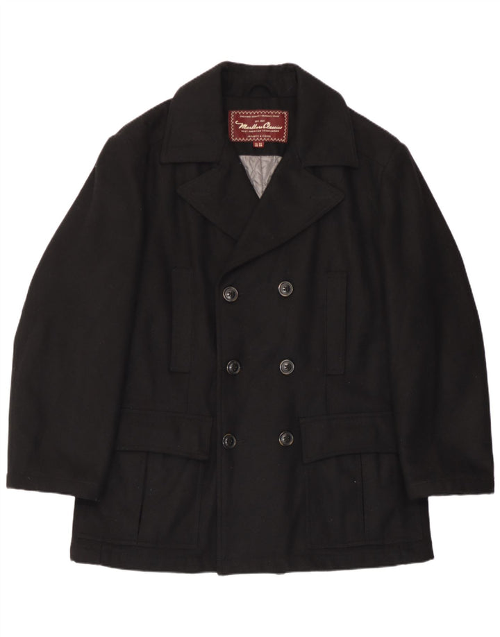 Marlboro Classics Mens Pea Coat EU 48 Medium Black Wool