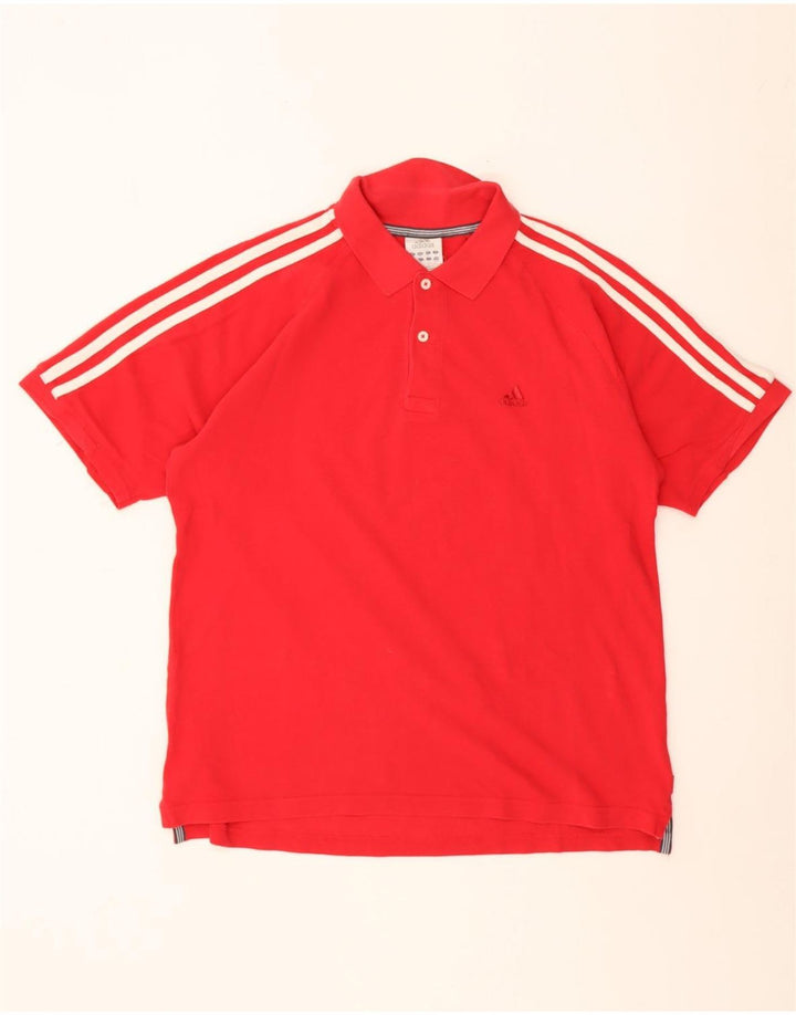 Adidas Mens Polo Shirt Medium Red Cotton
