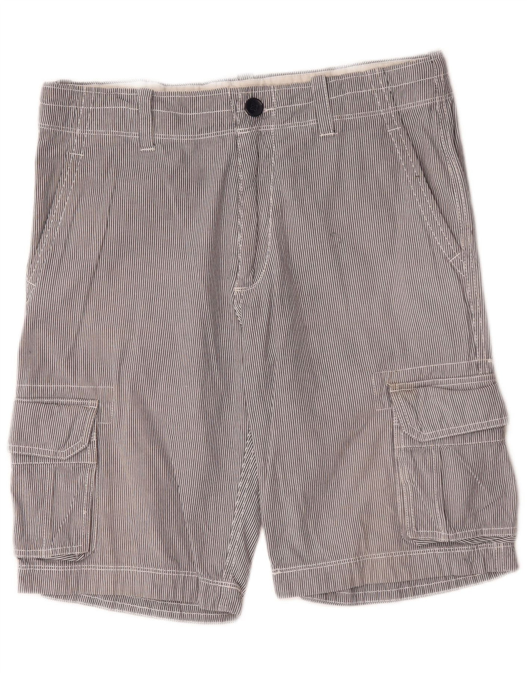 Crew Clothing Mens Cargo Shorts Small W29 Grey Pinstripe Cotton
