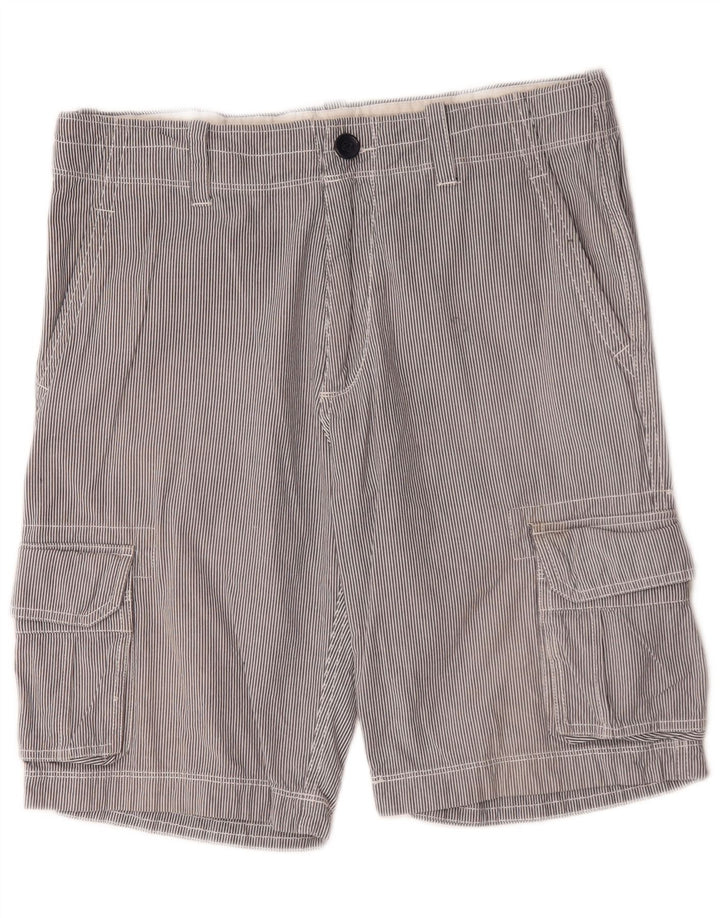Crew Clothing Mens Cargo Shorts Small W29 Grey Pinstripe Cotton