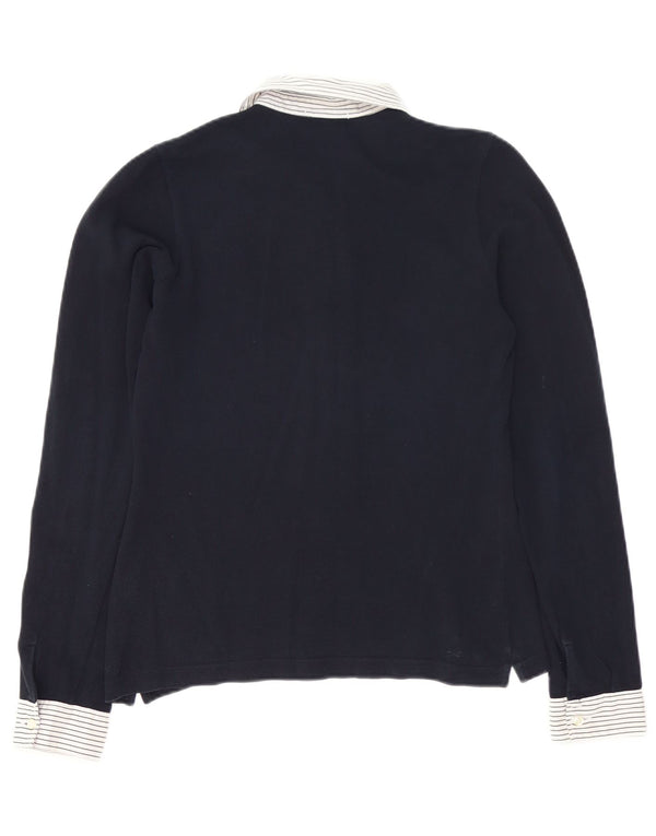 Brooks Brothers Womens Polo Shirt IT 46 Large Navy Blue Colourblock