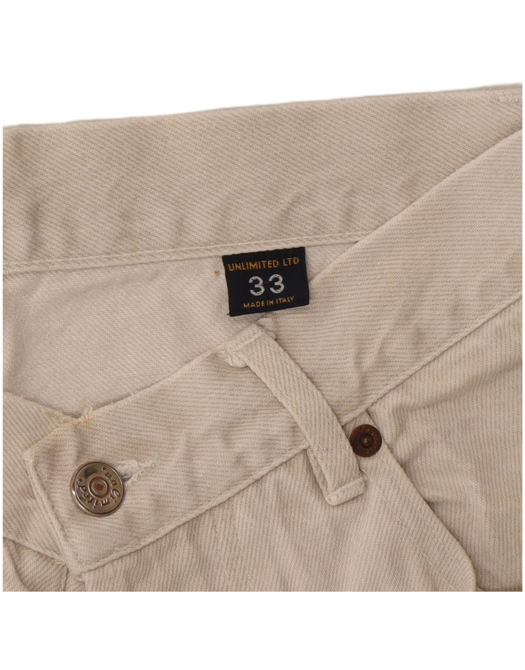 Unlimited Mens Tapered Jeans W33 L33 White Cotton