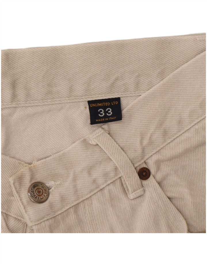 Unlimited Mens Tapered Jeans W33 L33 White Cotton