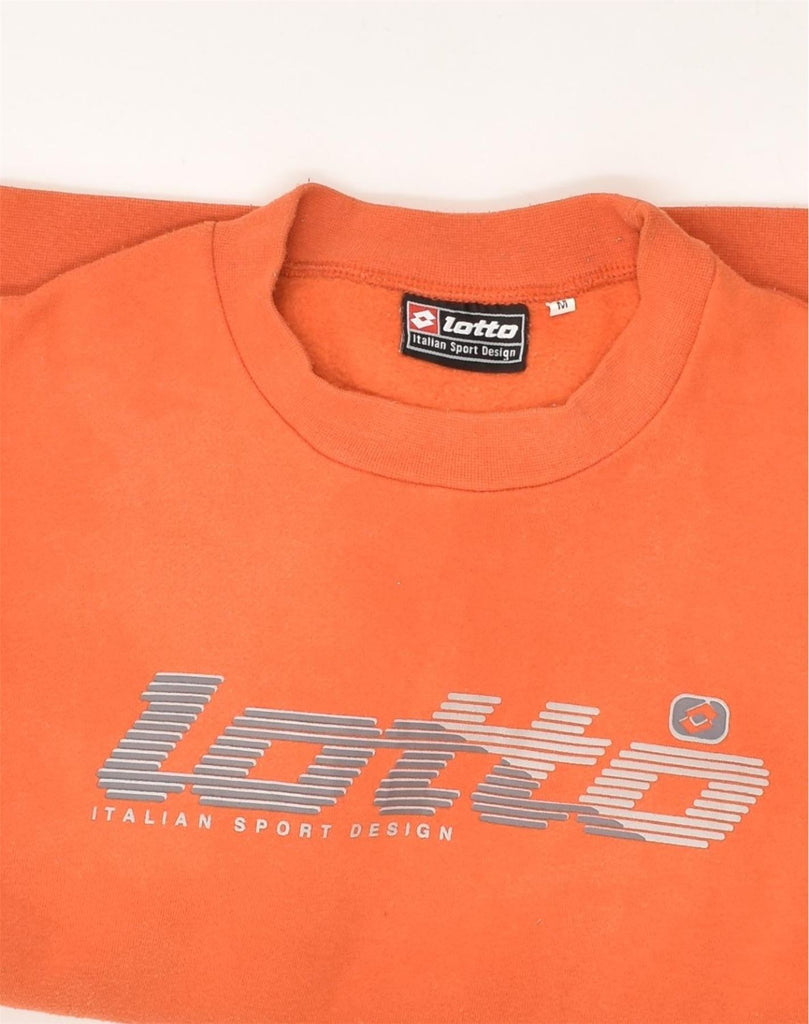 LOTTO Mens Graphic Sweatshirt Jumper Medium Orange Cotton | Vintage Lotto | Thrift | Second-Hand Lotto | Used Clothing | Messina Hembry 