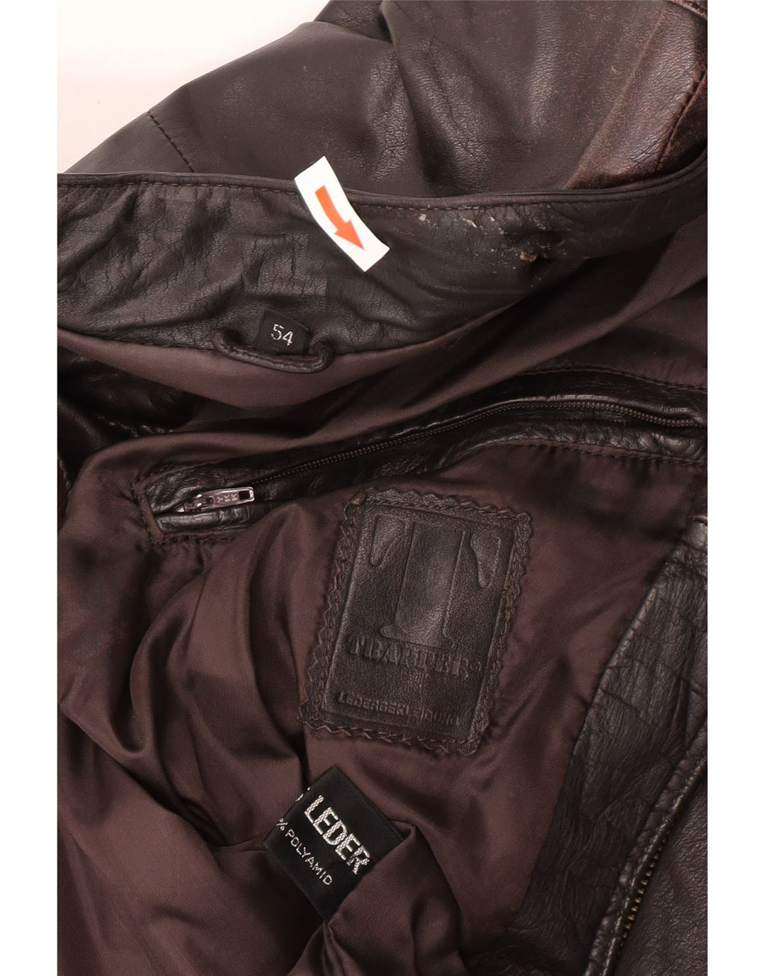 Trapper Mens Leather Jacket IT 54 2XL Brown Leather