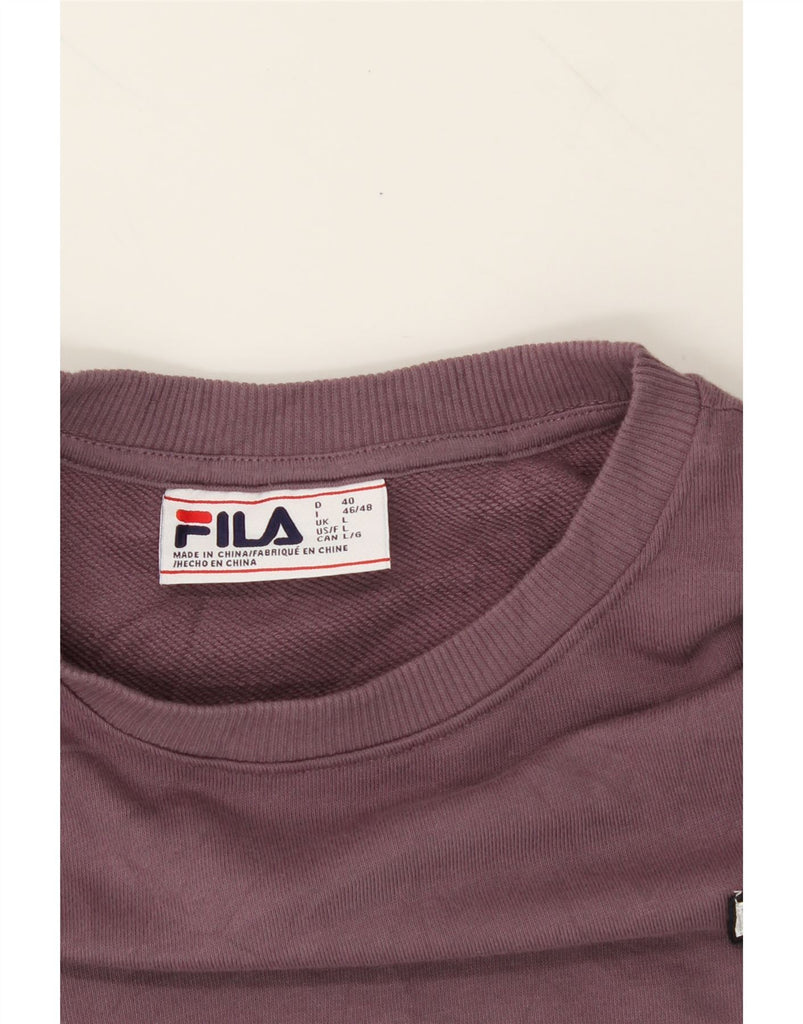 FILA Womens Oversized Sweatshirt Jumper UK 16 Large Maroon Cotton Vintage Fila and Second-Hand Fila from Messina Hembry 
