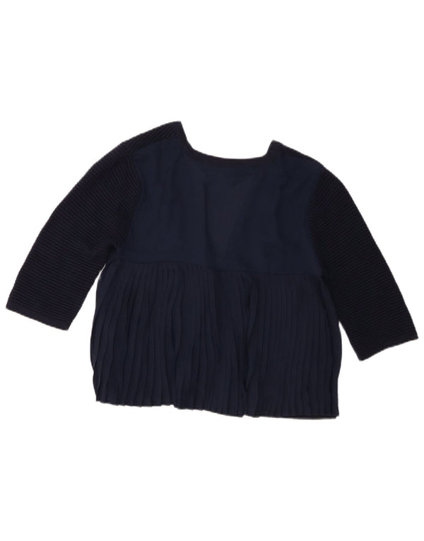 French Connection Womens 3/4 Sleeve Bolero Top UK 10 Small Navy Blue Cotton