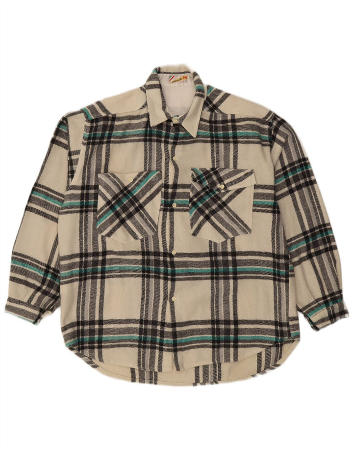 Mazzonetto Mens Lumberjack Flannel Shirt Large White Check Wool