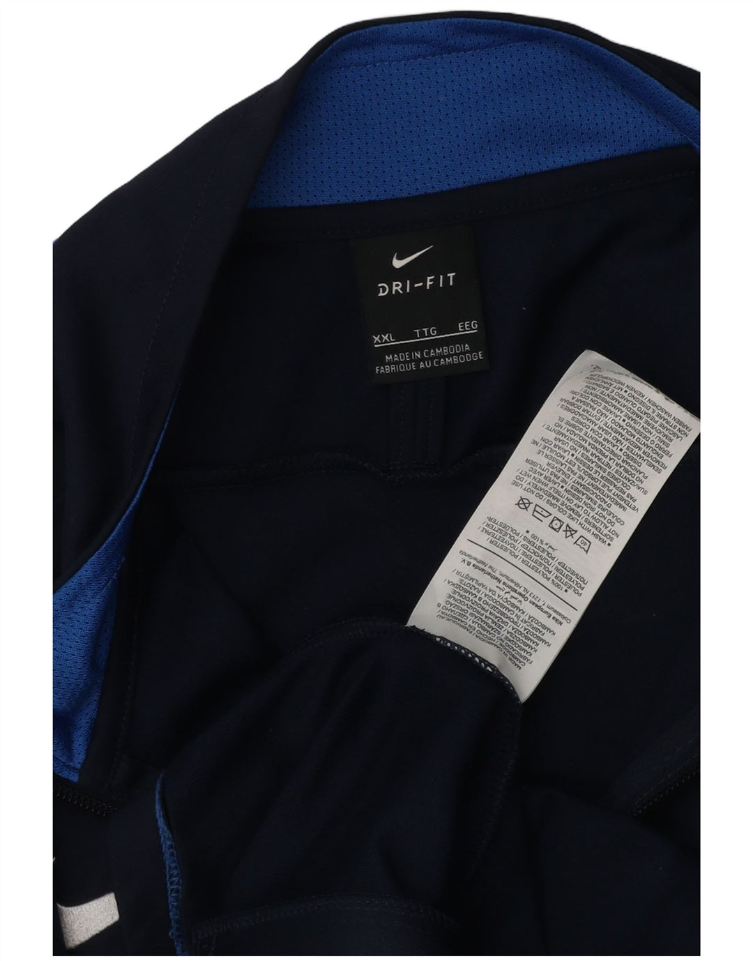 Nike Mens Dri Fit Tracksuit Top Jacket 2XL Navy Blue Colourblock Polyester