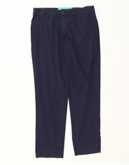 BENETTON Womens Straight Chino Trousers UK 8 Small W30 L25 Navy Blue