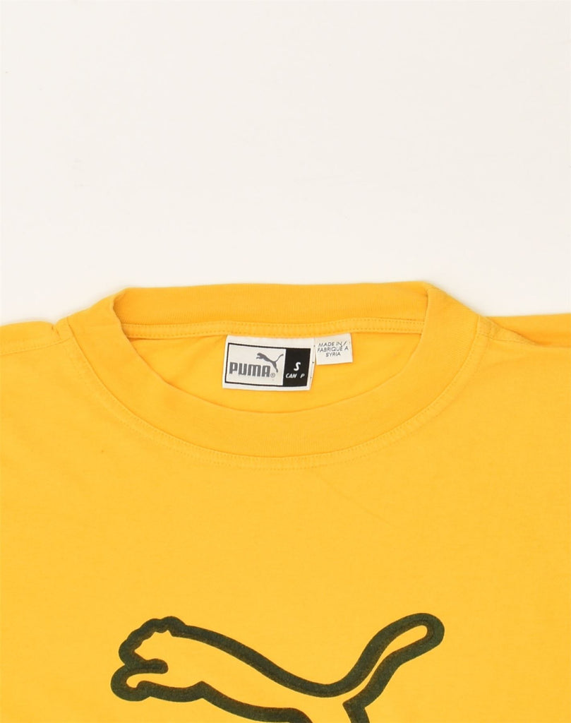 PUMA Mens Graphic T-Shirt Top Small Yellow Cotton | Vintage Puma | Thrift | Second-Hand Puma | Used Clothing | Messina Hembry 