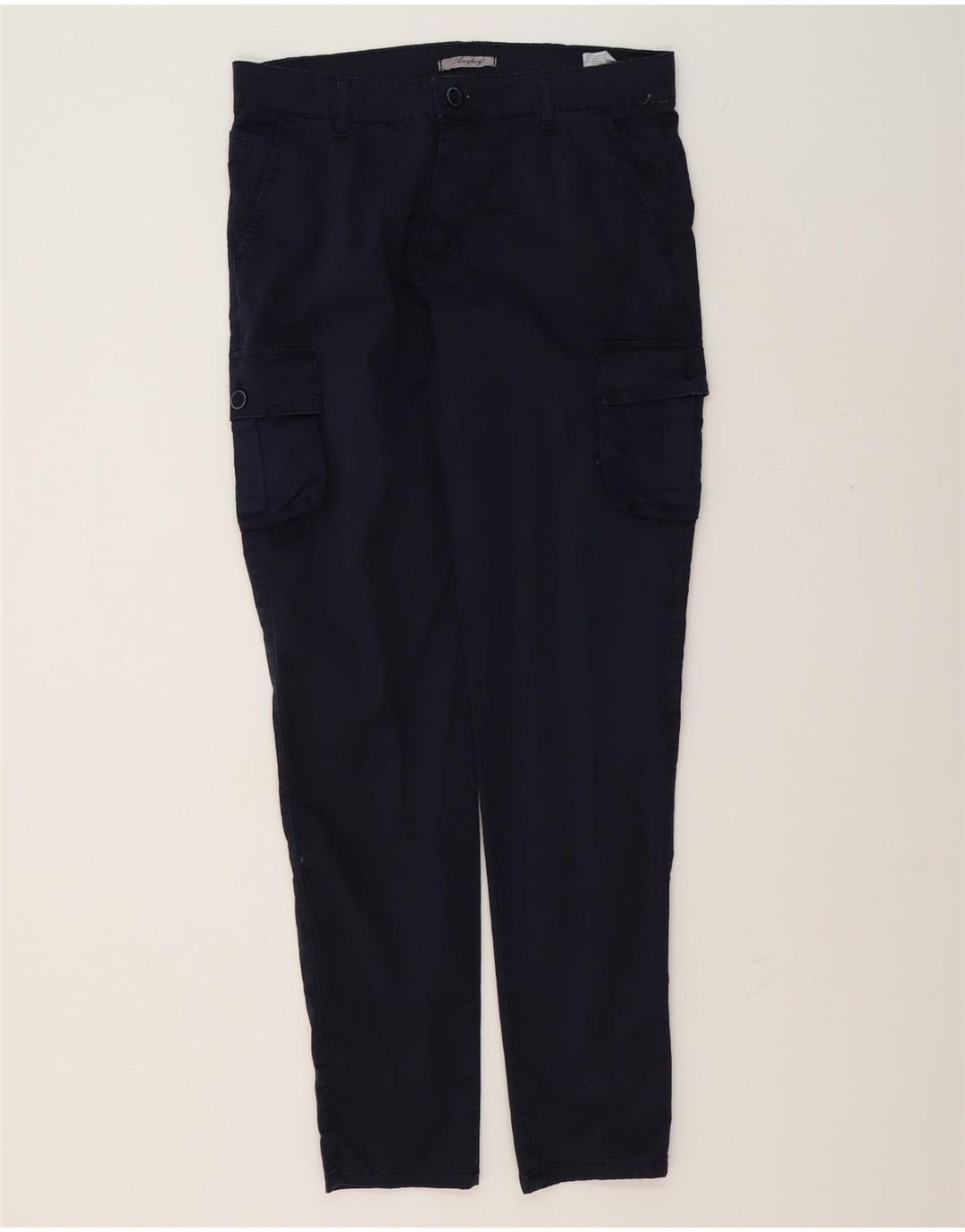 Vintage Mens Slim Cargo Trousers IT 48 Medium W32 L32 Navy Blue Cotton