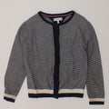 TOMMY HILFIGER Girls Cardigan Sweater 4-5 Years Navy Blue Striped Cotton | Vintage Tommy Hilfiger | Thrift | Second-Hand Tommy Hilfiger | Used Clothing | Messina Hembry 