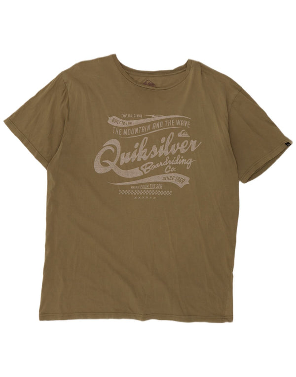 QUIKSILVER Mens Graphic T-Shirt Top 2XL Khaki Cotton