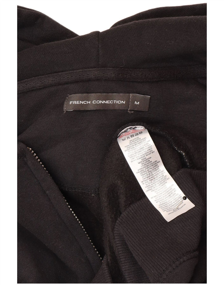 French Connection Mens Zip Hoodie Sweater Medium Black Cotton