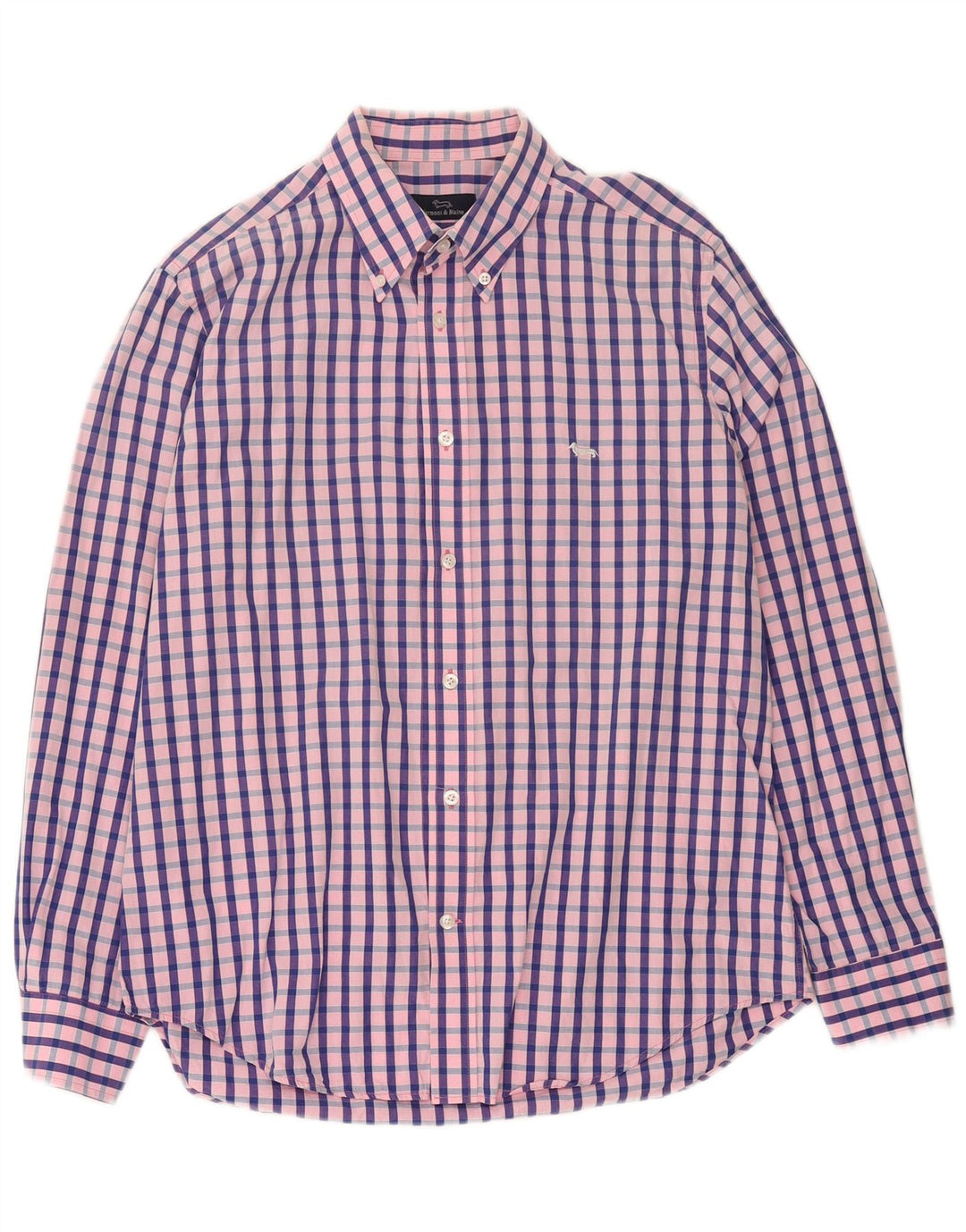 Harmont & Blaine Mens Shirt XL Pink Gingham Cotton