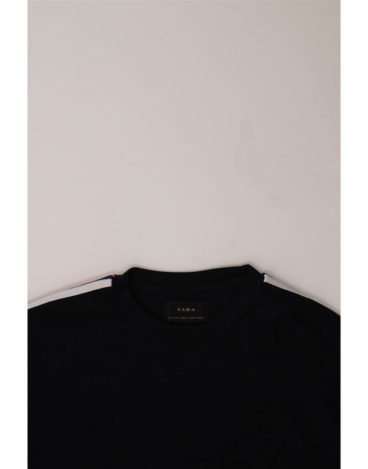 ZARA Mens Sweatshirt Jumper Large Navy Blue Cotton Vintage Zara and Second-Hand Zara from Messina Hembry 