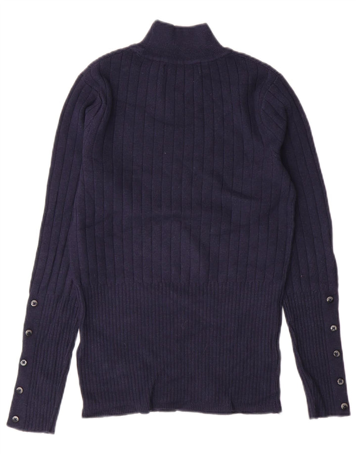 MARKS & SPENCER Womens Turtle Neck Jumper Sweater UK 8 Small  Navy Blue