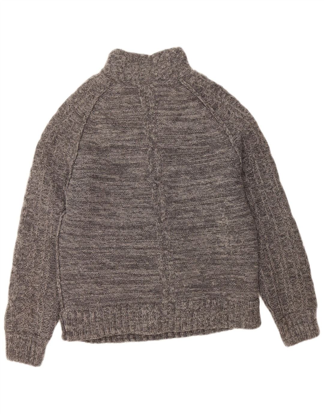 FAT FACE Mens Zip Neck Jumper Sweater Large Grey Lambswool