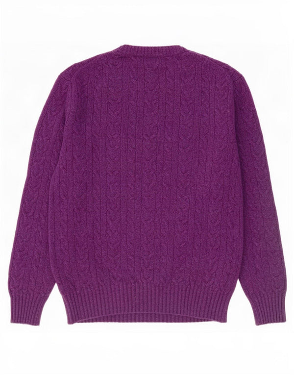 Benetton Womens Crew Neck Jumper Sweater UK 14 Medium Purple Wool
