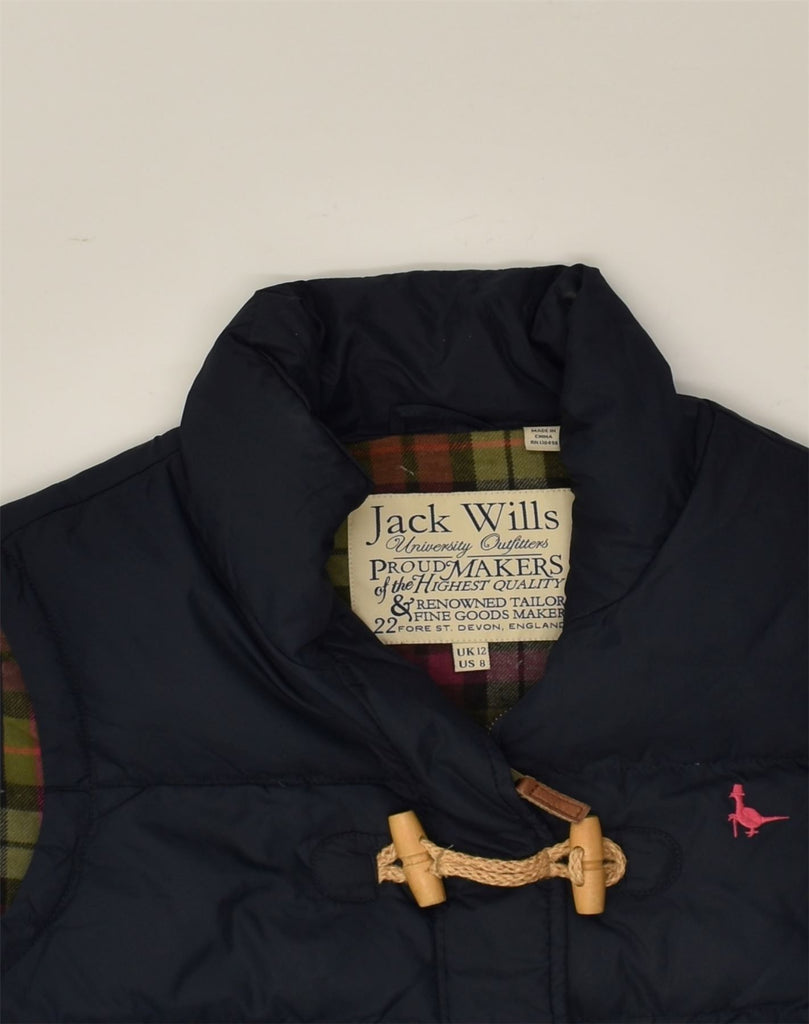 JACK WILLS Womens Duffle Padded Gilet UK 12 Medium Navy Blue | Vintage Jack Wills | Thrift | Second-Hand Jack Wills | Used Clothing | Messina Hembry 