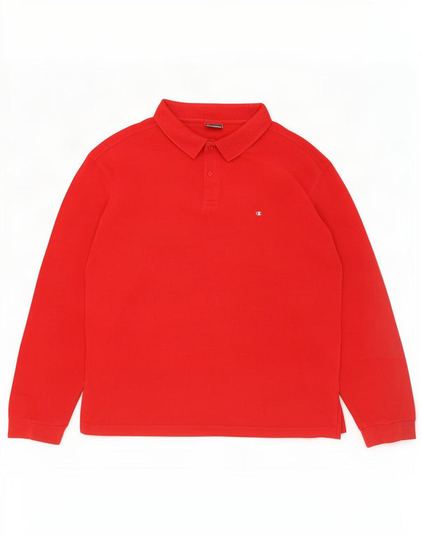 Champion Mens Long Sleeve Polo Shirt XL Red Cotton