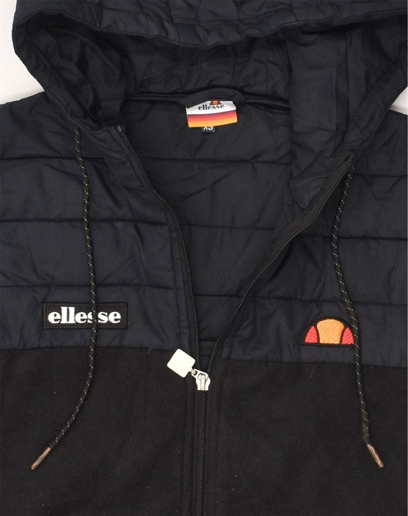 ELLESSE Mens Hooded Padded Jacket UK 34 XS Black Polyester | Vintage Ellesse | Thrift | Second-Hand Ellesse | Used Clothing | Messina Hembry 