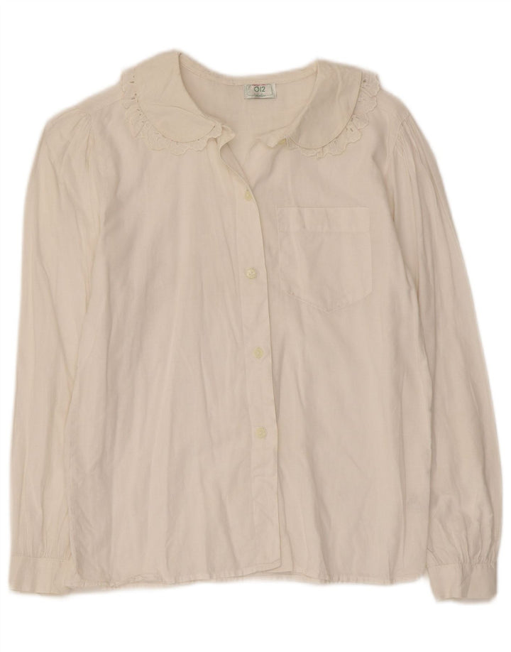 Benetton Womens Shirt Blouse UK 8 Small Off White Cotton