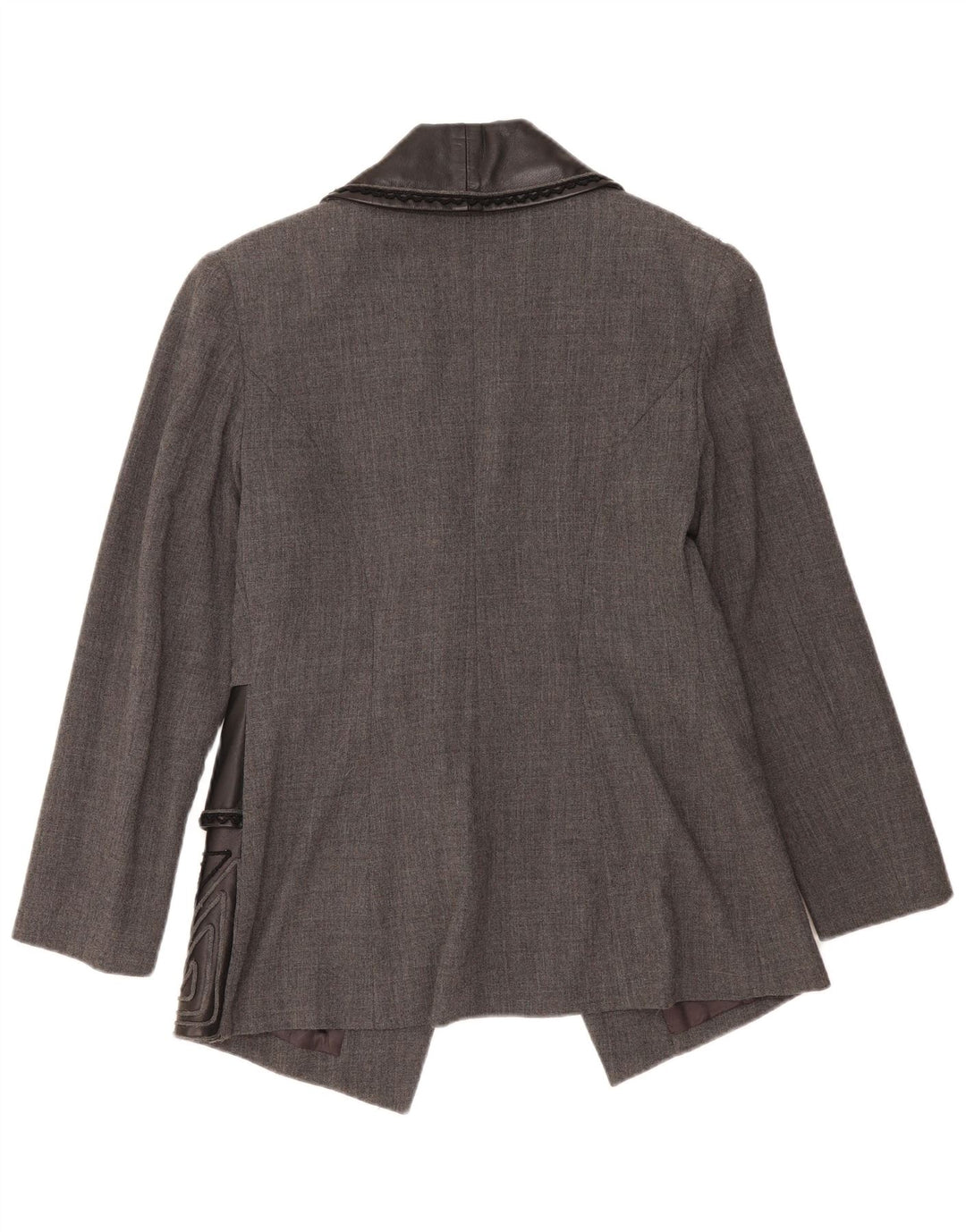 Vintage Womens 1 Button Blazer Jacket IT 46 Large Grey Geometric Wool