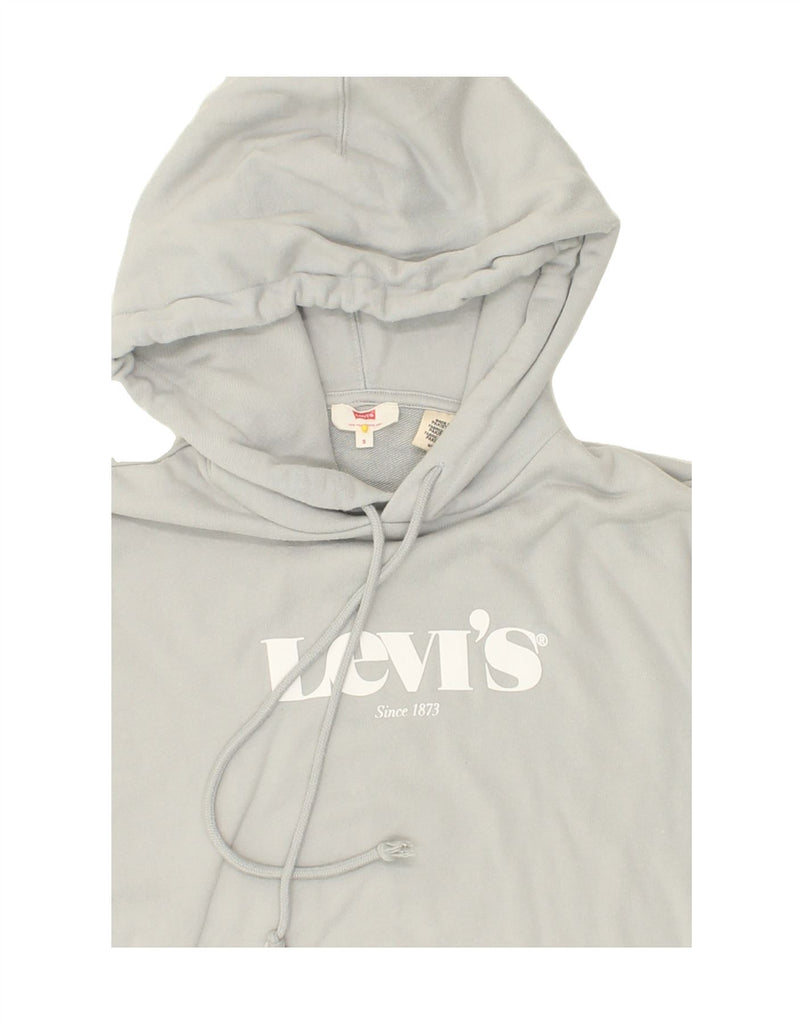 LEVI'S Womens Loose Fit Graphic Hoodie Jumper UK 10 Small Grey Cotton Vintage Levi's and Second-Hand Levi's from Messina Hembry 