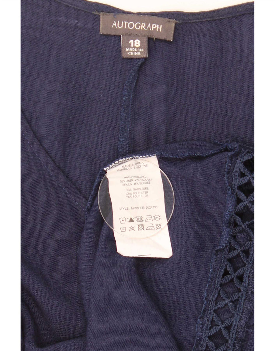 Marks & Spencer Womens Autograph Oversized Blouse Top UK 18 XL Navy Blue
