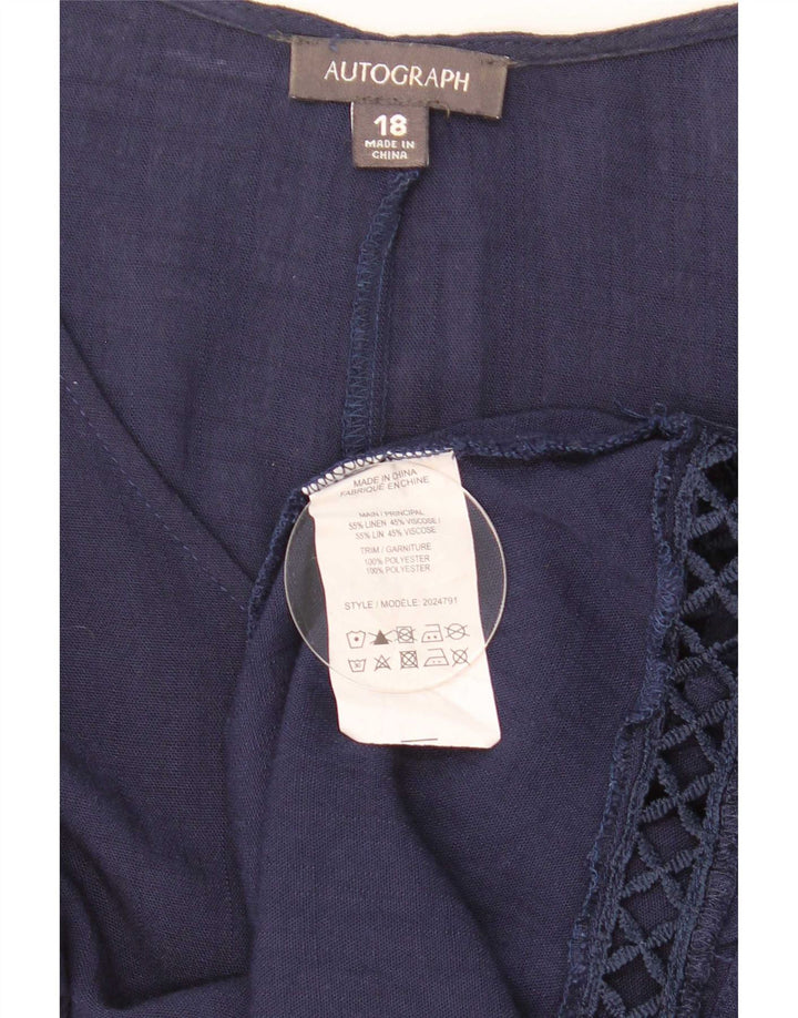 Marks & Spencer Womens Autograph Oversized Blouse Top UK 18 XL Navy Blue
