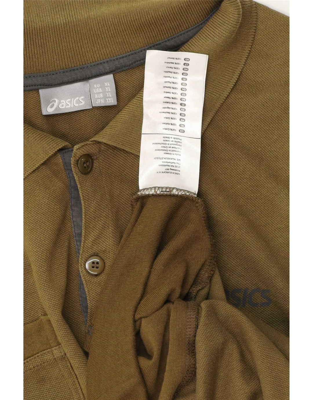 Asics Mens Polo Shirt XL Khaki Cotton