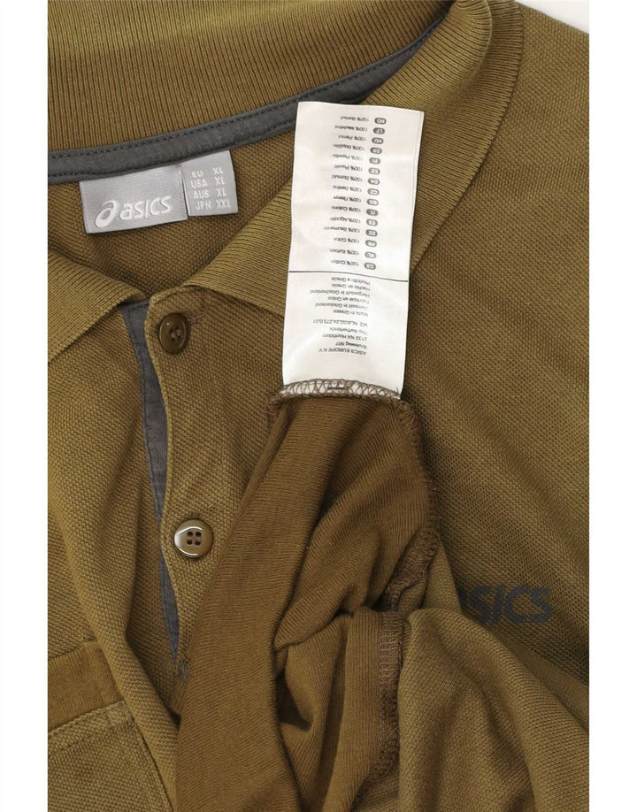 Asics Mens Polo Shirt XL Khaki Cotton