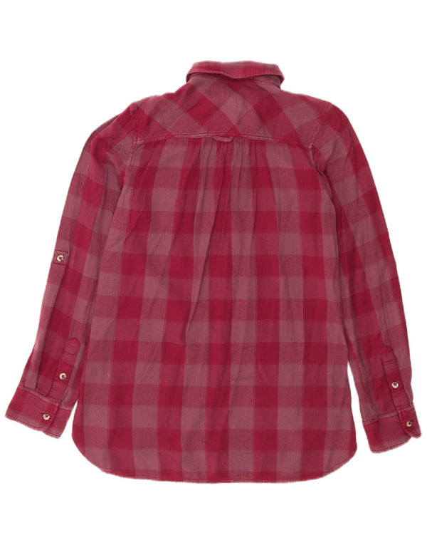 Fat Face Womens Flannel Shirt UK 8 Small Burgundy Gingham Cotton