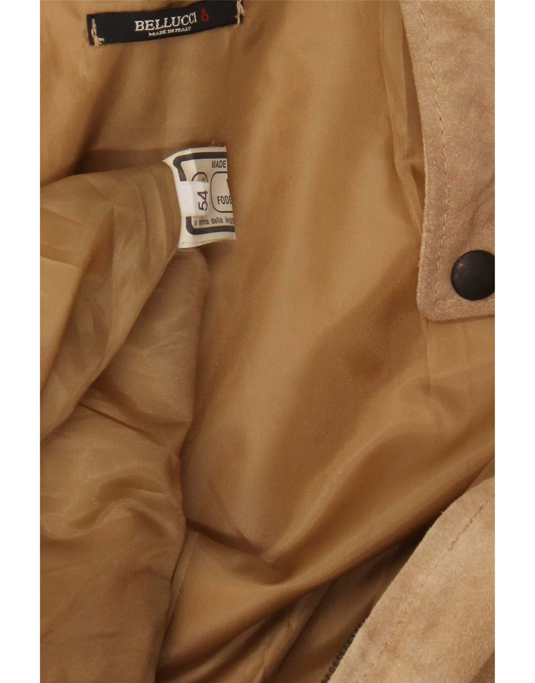 Bellucci Mens Suede Jacket IT 54 2XL Beige Leather