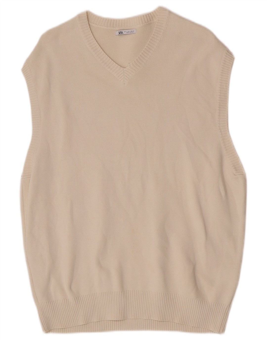 Zara Mens Vest Tank Top Large Off White Cotton