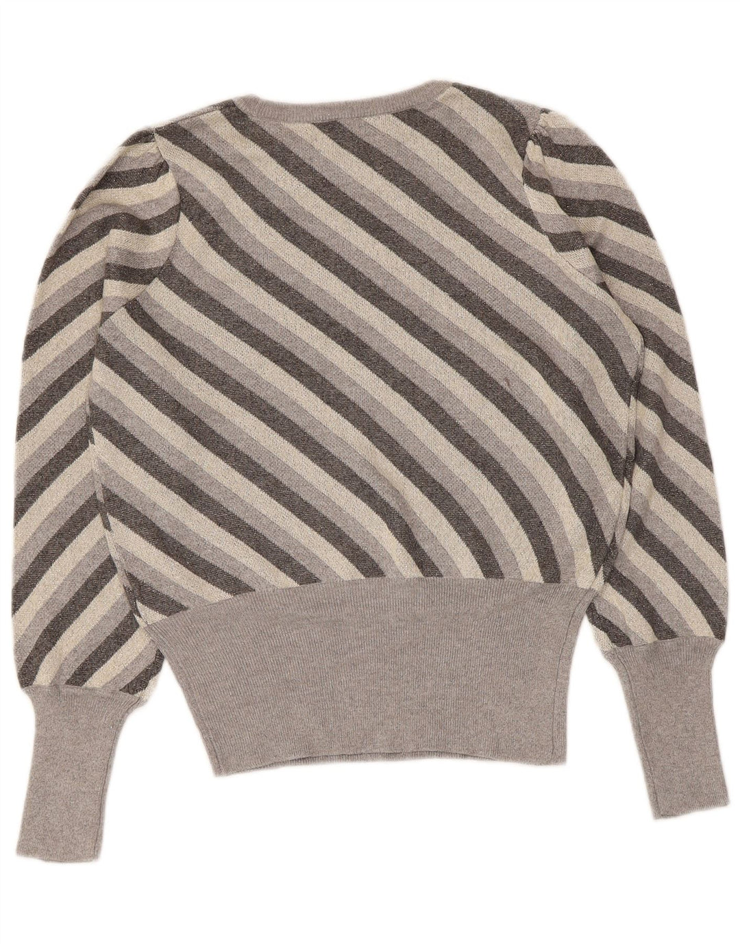 Marks & Spencer Womens Boat Neck Jumper Sweater UK 10 Small Grey Striped