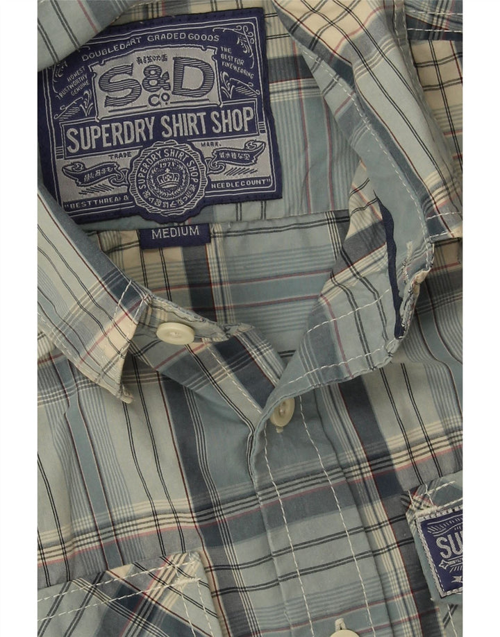 Superdry Mens Shirt Medium Blue Check Cotton