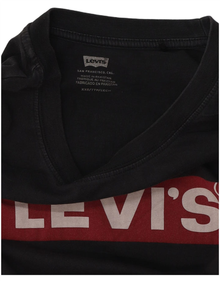 LEVI'S Womens Oversized Crop Graphic T-Shirt Top UK 2 2XS Black
