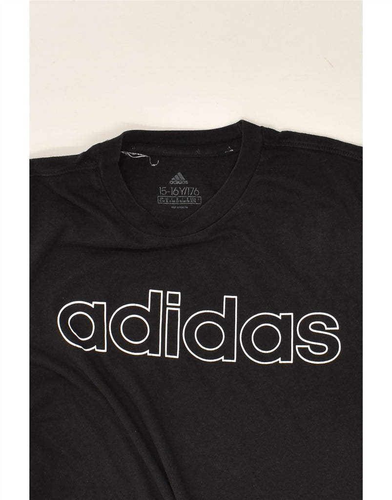 ADIDAS Boys Graphic T-Shirt Top 15-16 Years Black | Vintage Adidas | Thrift | Second-Hand Adidas | Used Clothing | Messina Hembry 