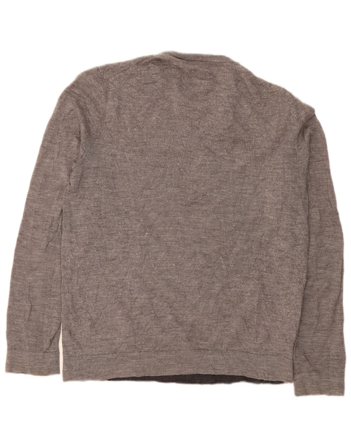 Calvin Klein Mens Crew Neck Jumper Sweater Medium Grey Flecked Merino Wool