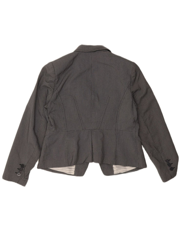 Marks & Spencer Womens 1 Button Blazer Jacket UK 14 Medium Grey Check