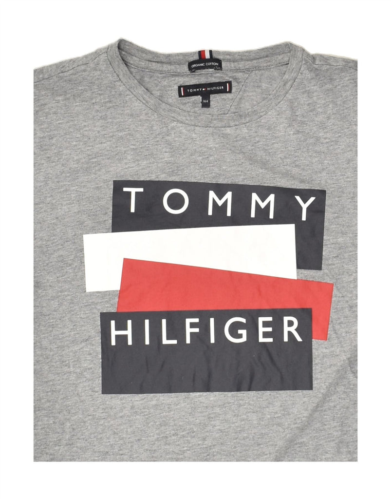 TOMMY HILFIGER Boys Graphic T-Shirt Top 13-14 Years Grey Cotton | Vintage Tommy Hilfiger | Thrift | Second-Hand Tommy Hilfiger | Used Clothing | Messina Hembry 