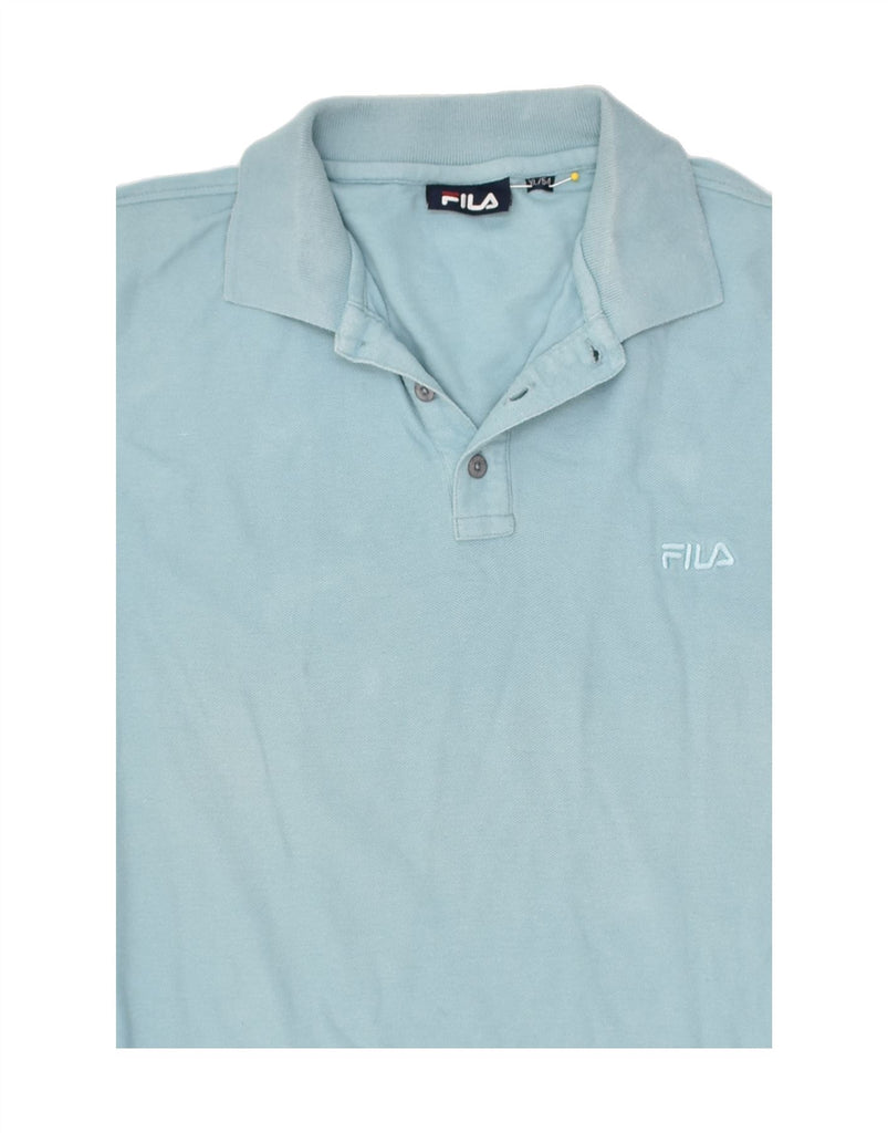 FILA Mens Long Sleeve Polo Shirt XL Blue Cotton | Vintage Fila | Thrift | Second-Hand Fila | Used Clothing | Messina Hembry 