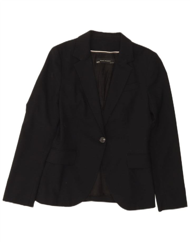 ZARA Womens 1 Button Blazer Jacket EU 38 Small Black Polyester
